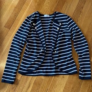 Blazer with button embellishments and tapered back